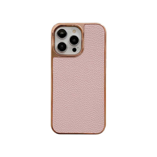 Plating Gold Edge Lychee Pattern iPhone Case, Overall View