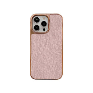 Apple iPhone Case Lychee Pattern Plating Gold Edge Cover