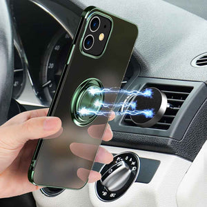  Plating TPU Finger Holder iPhone Case, Magnetic Finger Ring
