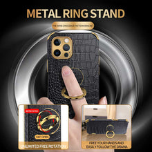 Load image into Gallery viewer, Crocodile PU Leather Finger Holder iPhone Case, Finger Ring Holder Detail