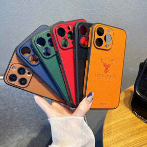 Deer Pattern Leather iPhone Case, 6 Colors Display