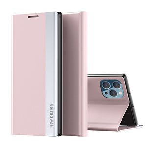 Apple iPhone Case Bracket Magnetic Flip Window Protective Cover, Pink