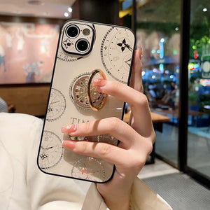Acrylic Time Finger Ring iPhone Case, Gold Ring Holder