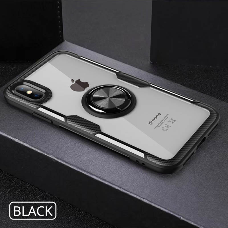 HD Acrylic Finger Ring Holder iPhone Case, Black