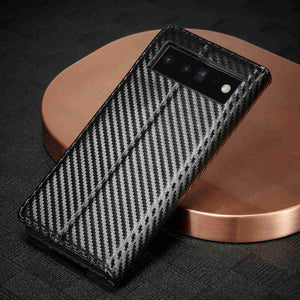 Google Pixel Carbon Fiber Flip Window Case Cover - yhsmall