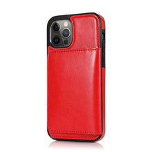 Load image into Gallery viewer, Leather Magnetic Card iPhone Case, Red