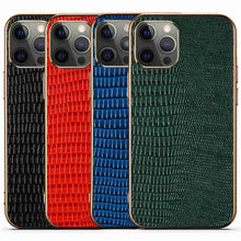 Load image into Gallery viewer, Apple iPhone Case Lizard Pattern Leather Cover