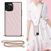 Load image into Gallery viewer, Metal Chain Leather iPhone Case, Model Show Pink