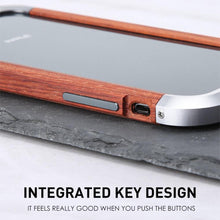 Load image into Gallery viewer, Wood Metal Bumper iPhone Case, Buttons Key Display