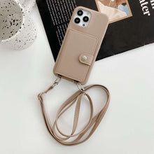 Load image into Gallery viewer, Handmade Wallet Bag With Lanyard iPhone Case, Khaki