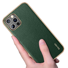 Load image into Gallery viewer, Sulada iPhone Lychee Case, Green in hand show