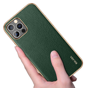 Sulada iPhone Lychee Case, Green in hand show