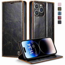 Load image into Gallery viewer, Apple iPhone Case Flip Fold Card Slot Leather Protective Cover