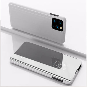 Flip Window Case Mirror iPhone Case, Silver Front and Back