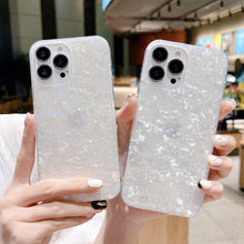 Load image into Gallery viewer, Glitter Shell iPhone Case, White&amp; Colorful Back View