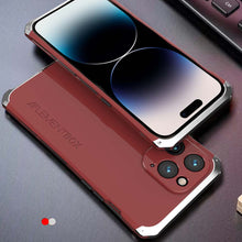 Load image into Gallery viewer, Apple iPhone 14 Pro Max Frosted Metal Case, Red Silver