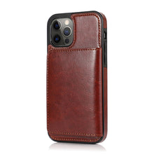 Load image into Gallery viewer, Leather Magnetic Card iPhone Case,  Brown