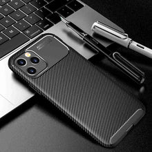 Load image into Gallery viewer, Soft Carbon Fiber Pattern iPhone Case, Black