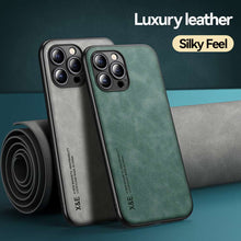 Load image into Gallery viewer, Built-In Magnetic Leather Protective Cover, Front View Green Grey
