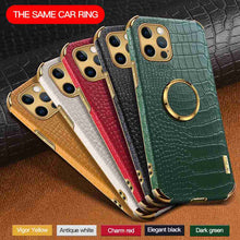 Load image into Gallery viewer, Crocodile PU Leather Finger Holder iPhone Case, 5 Colors Display