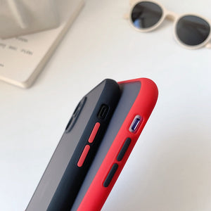 Frosted Skin Feeling iPhone Case, Black Red Button