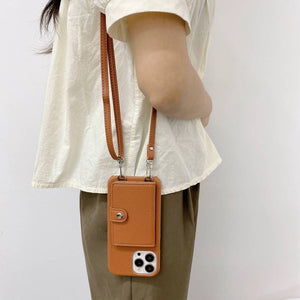 Handmade Wallet Bag With Lanyard iPhone Case, Moel Show Brown
