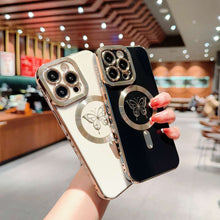 Load image into Gallery viewer, MagSafe Butterfly iPhone Case, Black and White