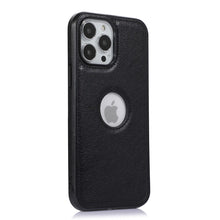 Load image into Gallery viewer, Logo Hole Leather iPhone Case, Black
