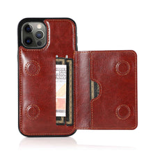 Load image into Gallery viewer, Leather Magnetic Card iPhone Case, Brown Magnetic Bag View