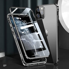 Load image into Gallery viewer, Magnetic Double Side Tempered Glass Camera Protection iPhone Case, Black Overall View