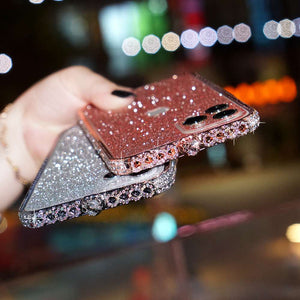 Apple iPhone Case Diamond Metal Bumper With Glitter Screen Protector Protective Cover