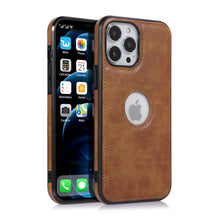 Load image into Gallery viewer, Logo Hole Leather iPhone Case, Brown