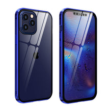 Load image into Gallery viewer, Magnetic Tempered Glass iPhone Case, Blue