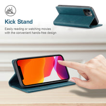 Load image into Gallery viewer, 013 Caseme iPhone Leather Case, Blue Kick Stand