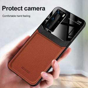 Huawei Case Delicate Leather Glass Protective Cover