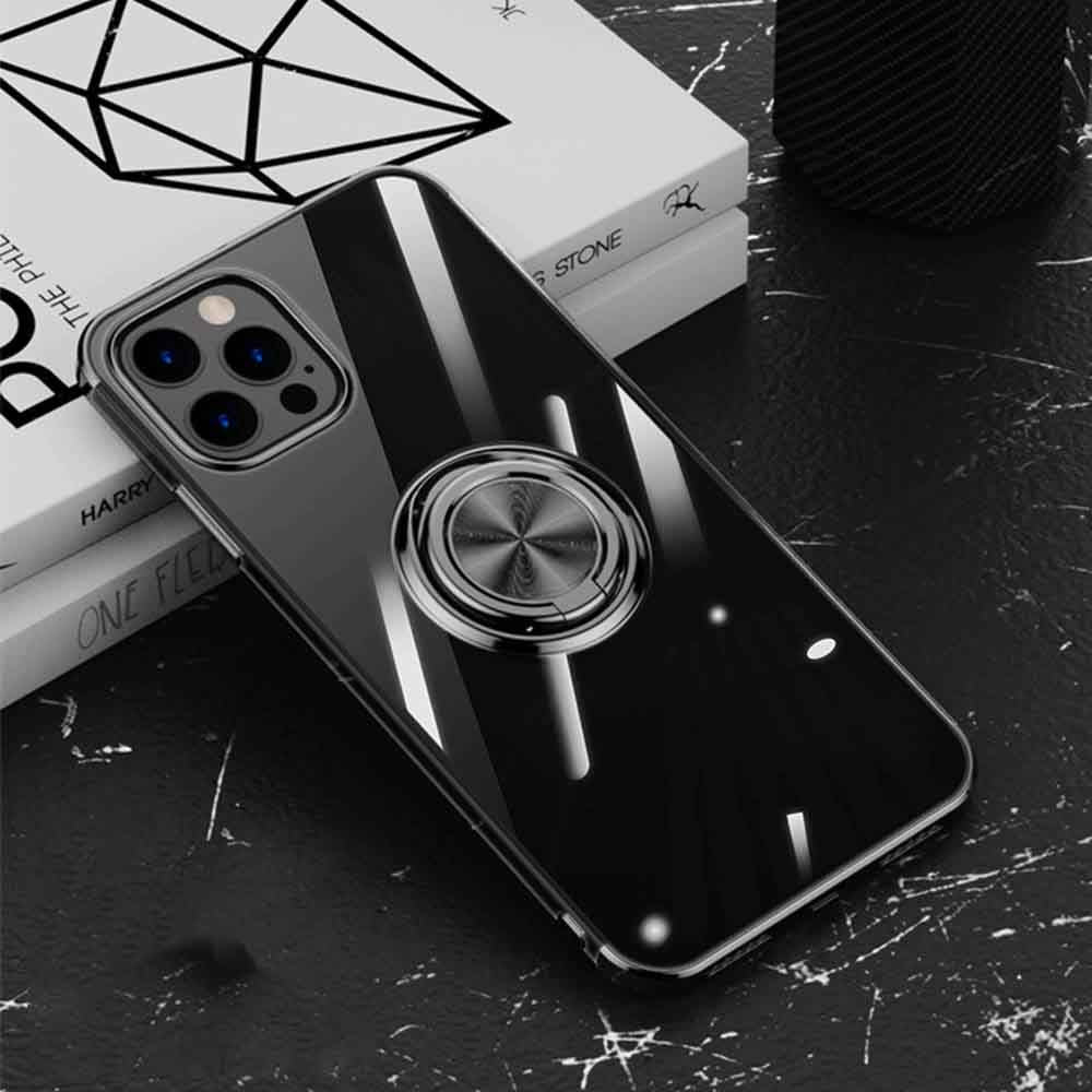  Plating TPU Finger Holder iPhone Case, Black