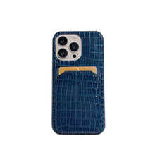 Load image into Gallery viewer, Crocodile iPhone Card Slot Cover, Blue Front Display
