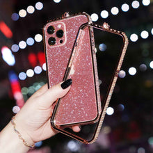 Load image into Gallery viewer, Apple iPhone Case Diamond Metal Bumper With Glitter Screen Protector Protective Cover