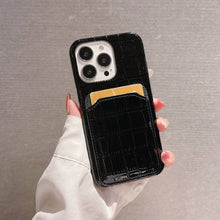 Load image into Gallery viewer, Crocodile iPhone Card Slot Cover, Black