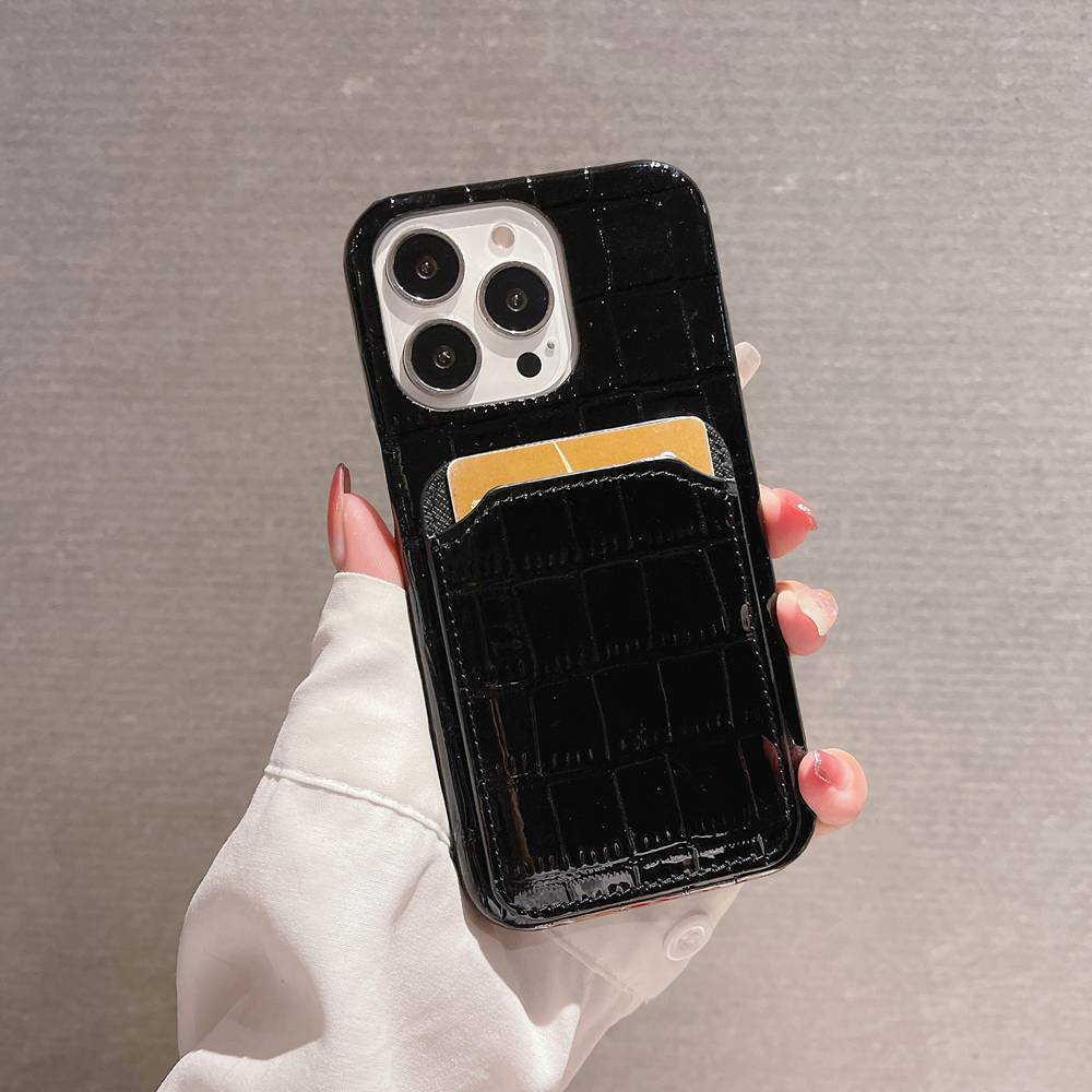 Crocodile iPhone Card Slot Cover, Black