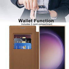 Load image into Gallery viewer, MagSafe Leather Flip Samsung Case Transparent Electroplated Magnetic Cover