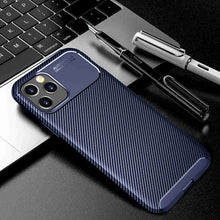 Load image into Gallery viewer, Soft Carbon Fiber Pattern iPhone Case, Blue