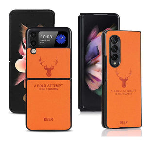 Leather Deer Pattern Case for Samsung Galaxy Z Flip 3 4 Fold 3 4 Cover - yhsmall