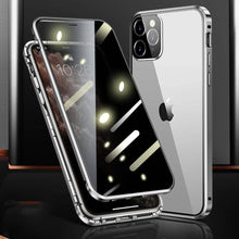 Load image into Gallery viewer, Magnetic Double Side Tempered Glass Camera Protection iPhone Case, Silver Overall View