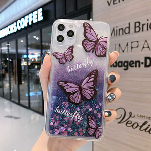 iPhone Butterfly Pattern Case Quicksand Soft TPU Cover
