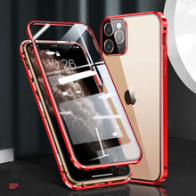 Load image into Gallery viewer, Magnetic Double Side Tempered Glass Camera Protection iPhone Case, Red Overalll View