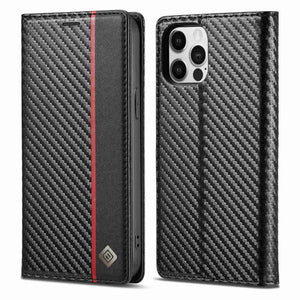 Apple iPhone Carbon Fiber Flip Window Case Cover, Front and Back