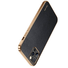 Load image into Gallery viewer, Sulada iPhone Lychee Case, Black Side View