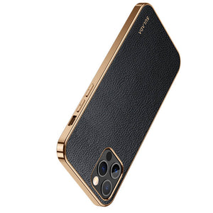 Sulada iPhone Lychee Case, Black Side View