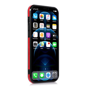 Logo Hole Leather iPhone Case, Red Front View